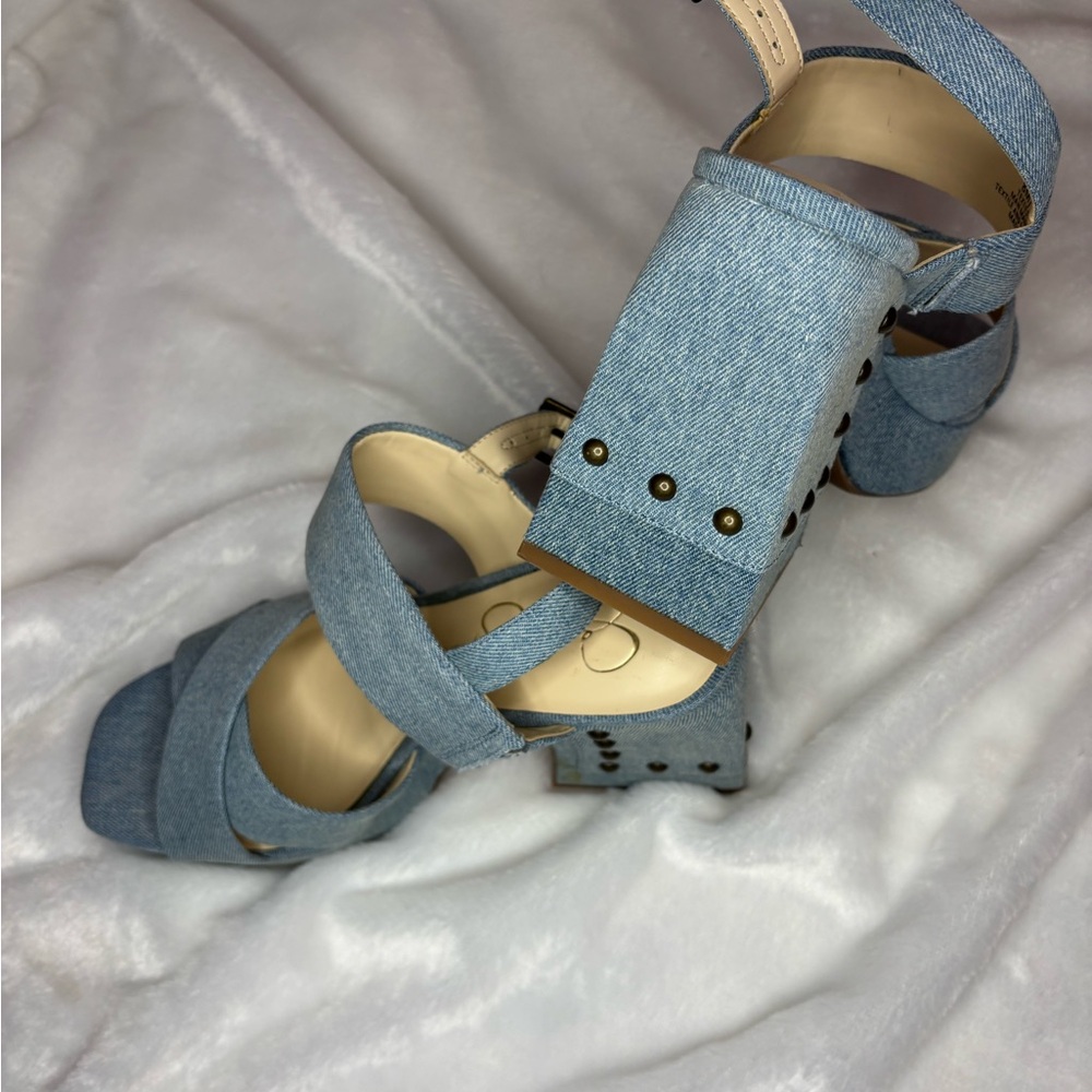 Jessica Simpson Blue Denim Platform Sandals - Picture 16 of 16